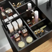 HOMCOM Modern Vanity Set with Flip Top Mirror and Cushioned Stool, Dressing Table with Storage Drawer for Bedroom, Black(m-9)