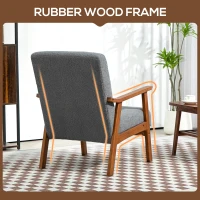 HOMCOM Living Room Chair Boucle Accent Chair for Bedroom with Wide Seat and Thick Padding, Grey(m-6)