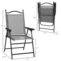 Outsunny 4 Piece Folding Patio Camping Chair Set, Sports Chairs for Adults with Armrests, Mesh Fabric Seat for Lawn, Gray(m-3)