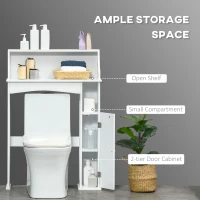 kleankin Over The Toilet Storage, Bathroom Organizer with Adjustable Inner Shelf, and Door Cabinet, White(m-4)