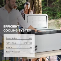 Outsunny 12 Volt Car Fridge, 42 Quart Electric Cooler, Dual Zone Portable Freezer with 12/24V DC and 110-240V AC for Driving, Travel, Fishing, Outdoor(m-4)