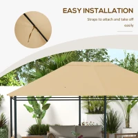 Outsunny 10' x 13' Gazebo Replacement Canopy Cover, Gazebo Roof Replacement (TOP COVER ONLY), Khaki(m-6)