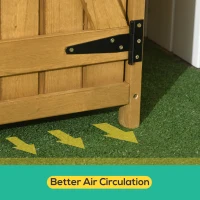 Outsunny Outdoor Storage Cabinet Wooden Garden Shed Utility Tool Organizer with Waterproof Asphalt Rood, Lockable Doors, 3 Tier Shelves for Lawn, Backyard, Natural(m-6)