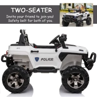 Aosom 53" L 2-Seater 12V Police Car Ride On Truck with Remote Control, Battery Operated Electric Car for Kids with Suspension, MP3 Player, Lights, Music, Horn, White(m-6)