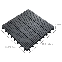 Outsunny 11 Pcs Plastic Interlocking Deck Tiles, 12" x 12" Non-slip Flooring Tiles for Indoor Outdoor Patio Balcony, Grey(m-3)