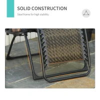 Outsunny Wicker Folding Lounge Chair with Adjustable Backrest, Rattan Recliner Chair with Headrest & Side Table Tray, Grey(m-7)