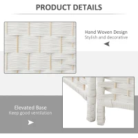 HOMCOM Room Divider, 6 Panel Folding Privacy Screen, 6FT Tall Portable Weave Partition Wall Divider for Bedroom, White(m-6)