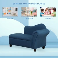 Qaba Kids Sofa, Toddler Couch with Storage Compartment, Children Chaise Lounge, Armrest Chair for Preschool for Kids Room, Kindergarten, Eucalyptus Wood, Blue(m-7)