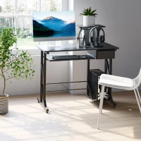 HOMCOM Computer Desk with Keyboard Tray, Writing Desk with Drawer, Workstation for Home Office, Black (35.4"Lx19.7"Wx39.4"H)(m-7)