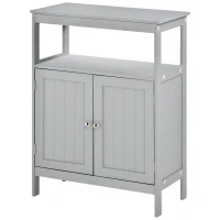 kleankin Freestanding Modern Bathroom Storage Cabinet, with Doors and Open Shelf, Bathroom Organizer Furniture, Grey(m-11)