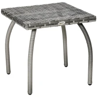 Outsunny 18" Rattan Coffee Table Outdoor Side Table Patio Wicker Furniture, Small Square with All-Weather PE for Garden, Balcony, Backyard, Poolside, Grey(m-2)