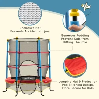 Qaba Kids Trampoline with Safety Enclosure Net and Safety Pad, Indoor Outdoor for Age 3-10 Years Old, Multi-coloured(m-6)