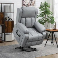 HOMCOM Electric Recliner Chair, Lift Chair for Elderly with Vibration Massage, Remote Control and Side Pockets, Gray(m-10)