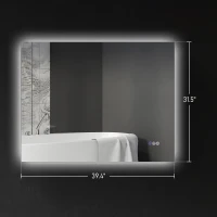 HOMCOM Dimmable Bathroom Mirror with Lights, 39" x 32" Backlit LED Mirror w/ Anti-Fog, Memory & Infinite Color Temperature(m-3)