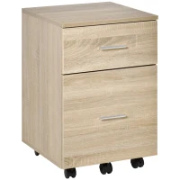 Vinsetto Mobile Filing Cabinet, Vertical File Cabinet with 2 Drawers, Wheels, for Letter or A4 File, Natural(m-11)