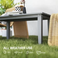 Outsunny Rectangle Outdoor Coffee Table, HDPE All-Weather Outdoor Patio Table with Slatted Tabletop for Yard, Balcony, Gray(m-6)