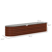 Outsunny 7.9' x 2' x 1.4' Galvanized Raised Garden Bed Kit, Metal Planter Box with Safety Edging, Brown(m-3)