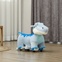 Qaba 6V Kids Electric Ride on Animal Tyrannosaurus with Music Forward for Aged 18-36 Months, Blue(m-10)