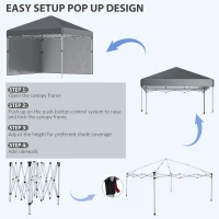 Outsunny 10' x 10' Pop Up Canopy with Sidewalls, Roller Bag, Height Adjustable Instant Tent for Outdoor, Garden, Patio, Dark Grey(m-6)