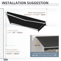 Outsunny 10' x 8' Electric Awning, Retractable Awning, UV Protection Sun Shade Shelter with Remote Controller and Manual Crank Handle for Deck, Balcony, Yard, Black(m-6)