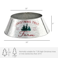 HOMCOM Christmas Tree Collar, Steel Tree Ring Skirt, Home Xmas Decoration for Christmas Tree, 26" x 26" x 9", Silver(m-3)