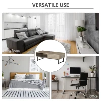 HOMCOM Modern Lift Top Coffee Table with Hidden Storage Compartment and Metal Frame, Convertible Console Tea Desk for Living Room, Grey(m-7)