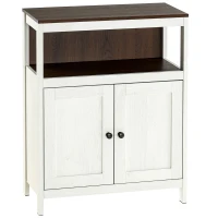 kleankin Modern Bathroom Storage Cabinet, Free Standing Bathroom Cabinet, Open Compartment and Cupboard with Adjustable Shelf, White and Walnut(m-11)