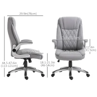Vinsetto High-Back Office Chair Executive Swivel Computer Desk Chair, with PU Leather, Flip-up Armrest, Grey(m-3)