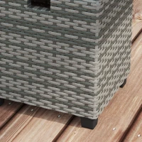 Outsunny 2 PCS Patio Wicker Ottoman Set, Square Outdoor PE Rattan Footrest with Removable Cushion for Backyard, Grey(m-9)