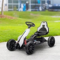 Aosom 12V Electric Go Kart for Kids w/ Adjustable Speed, White(m-10)