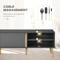 HOMCOM TV Stand for TVs up to 55", TV Cabinet with Shelves and Cable Holes, Entertainment Unit for Living Room, Dark Grey(m-5)