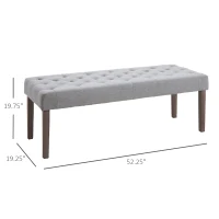 HOMCOM Simple Tufted Upholstered Ottoman Accent Bench with Soft Comfortable Cushion & Fashionable Modern Design, Grey(m-3)