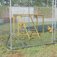 PawHut Wooden Chicken Activity Play w/ Swing Set, Chicken Coop Toy, Natural(m-2)