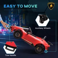 Qaba 12V Lamborghini Huracan Licensed Kids Electric Car with Remote Control, Spring Suspension, Transport Wheels, Red(m-5)