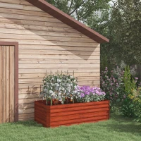 Outsunny Galvanized Raised Garden Bed, Steel Outdoor Planters with Reinforced Rods, 71" x 36" x 23", Dark Brown(m-10)