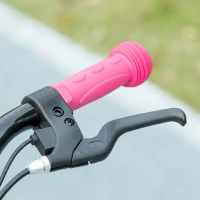 Soozier Foldable Electric Scooter for Kids Ages 6-14, with Seat and 2 Adjustable Heights, Max 6km Range & 12km/h, Pink(m-7)