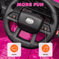 Qaba 12V Ride on Truck, Electric Car for Kids with Remote Control, Suspension, 3 Speeds, USB Music Headlights, Pink(m-9)