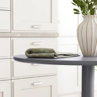 HOMCOM Modern Kitchen Table for 2 People, Round Dining Table with Steel Base for Living Room, Dining Room, Grey(m-9)