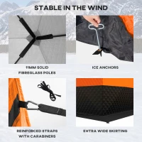 Outsunny 2-3 Person Insulated Ice Fishing Shelter, Pop up Ice Fishing Tent with Windows, Vents and Carry Bag, for Low-Temp -22℉(m-9)