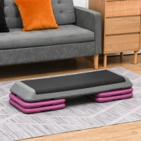 Soozier 43" Adjustable Aerobic Platform Stepper 3 Level with Risers 4” 6” 8” Cardio Fitness Trainer Workout Step Home Gym Exercise, Black Purple(m-7)
