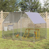 PawHut Wooden Chicken Activity Play w/ Swing Set, Chicken Coop Toy, Natural(m-10)