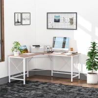HOMCOM L Shaped Desk, 59" x 59" Computer Corner Desk, Home Office Gaming Desk, Study Writing Workstation, Oak(m-8)