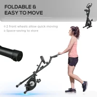 Soozier Foldable Exercise Bike Indoor Stationary Bike w/ 8-Level Magnetic Resistance LCD Screen Phone Holder for Home Gym Black(m-7)