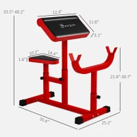 Soozier 265 LBS Preacher Curl Bench for Strength Training, Adjustable Seated Arm Isolated Barbell Dumbbell Bicep Station, Red(m-3)
