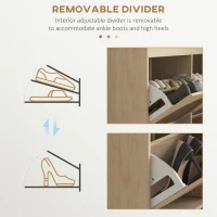 HOMCOM Shoe Cabinet for entryway, Shoe Storage Cabinet with 4 Flip Drawers and Adjustable Shelves for 20 Pairs of Shoes, Oak(m-6)