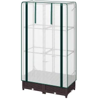 Outsunny Raised Garden Bed Kit with Trellis, Raised Flower Bed with PE Cover and Zipper Door, 31.5 x 15.7 x 48.8 inch, Brown(m-2)