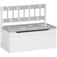 Qaba Toddler Toy Box Storage Bench with Large 27 L Interior, Kids Storage Bench Seat with Storage for Toddler Playroom Furniture, Kids Bedroom Furniture, Toy Organizer and Storage Bin, Gray
