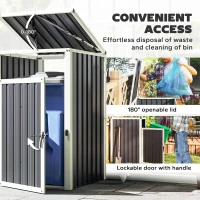 Outsunny Single Garbage Bin Shed, Lockable Outdoor Storage Shed with Openable Lid, Galvanized Frame for Garden Patio, Dark Grey(m-5)