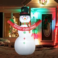 HOMCOM Inflatable Snowman Christmas Yard Outdoor Decoration with Banner LED Lights(m-8)
