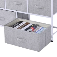 HOMCOM 40" L 5 Drawer Horizontal Storage Cube Dresser Unit Bedroom Organizer Living Room Shelf Tower with Fabric Bins, Light Gray(m-9)